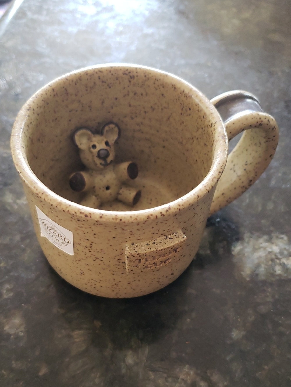 Wizard Of Clay Speckled Beige Ceramic Teddy Mug